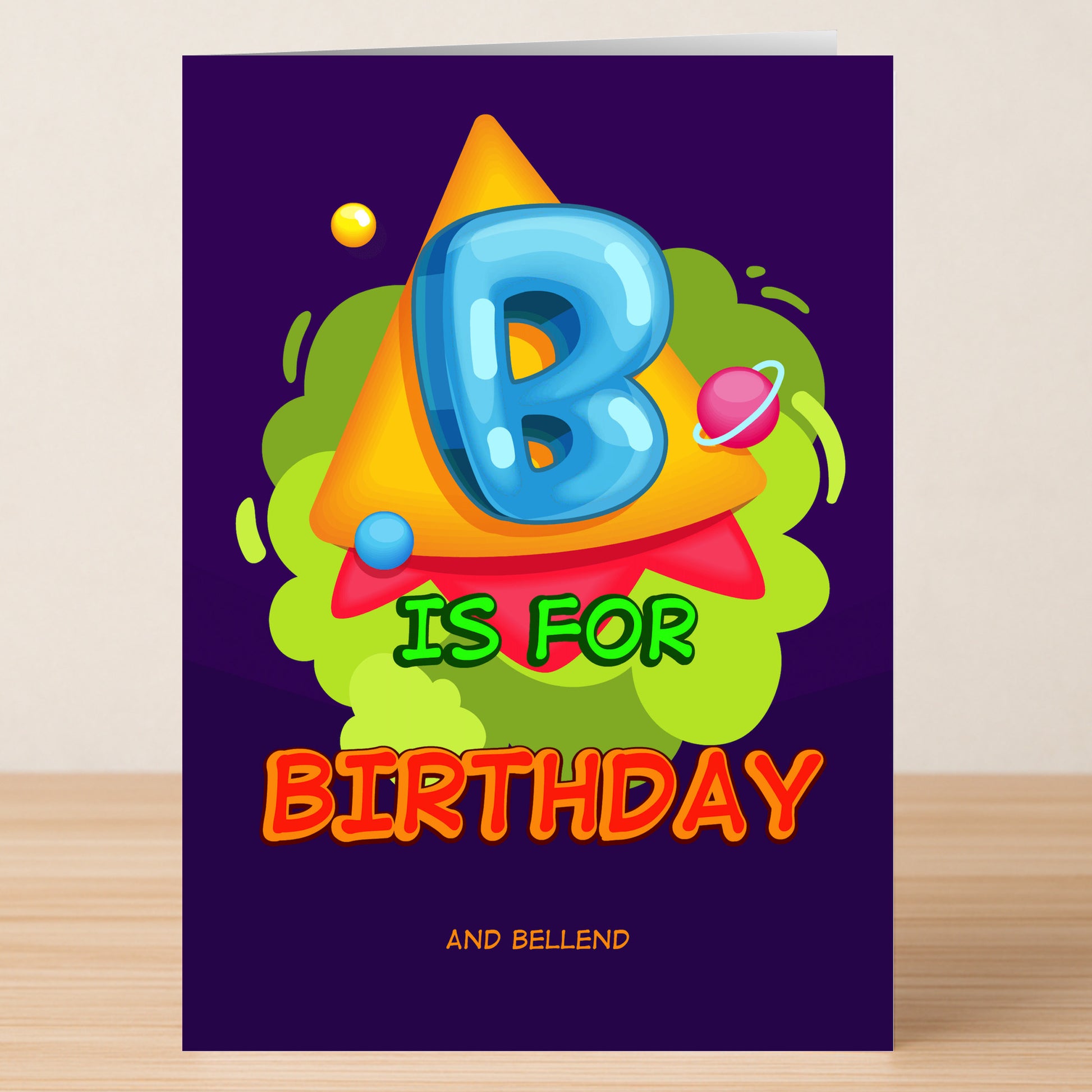 Twisted Gifts' "B is for... – Insulting Birthday Card" features a bold blue "B" with the phrase "B IS FOR BIRTHDAY AND BELLEND" on a dark purple background—perfect for anyone who loves crude humor.