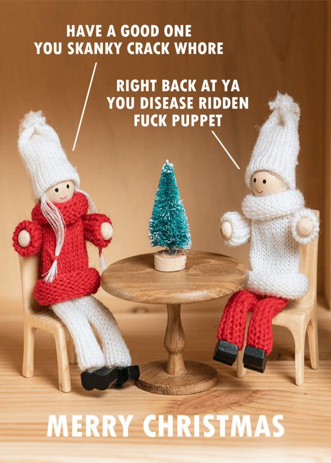 Skanky Funny Christmas Card with Twisted Gifts - merry christmas - merry christmas.