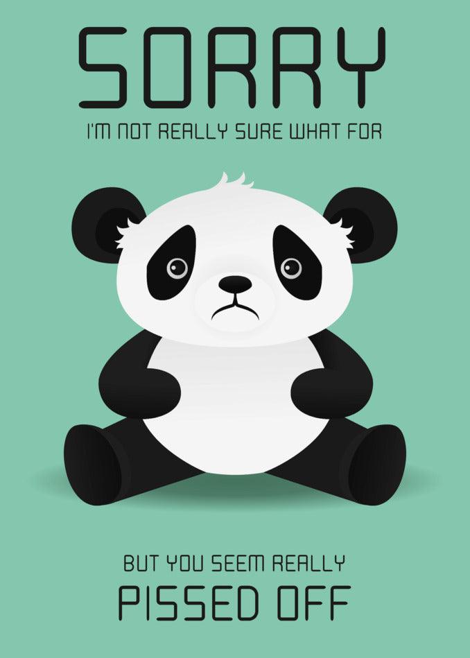 A panda bear with a Sorry For Something Funny Sorry Card - Twisted Gifts!
