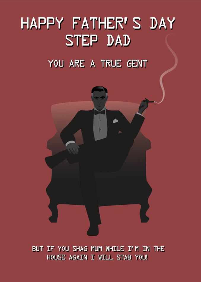 A heartfelt Stab Rude Father's Day card from Twisted Gifts featuring a true gent in a suit.