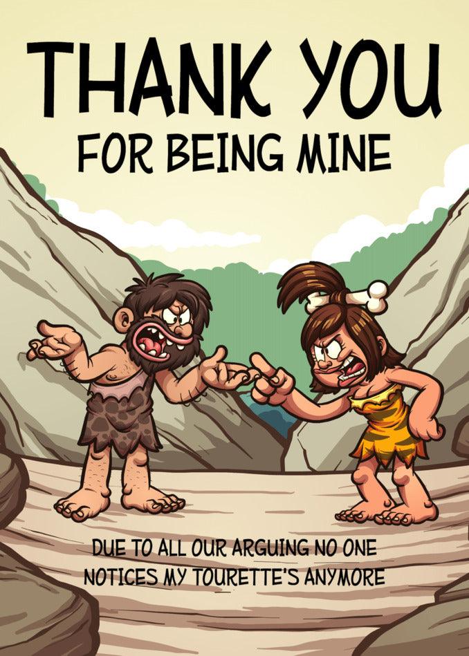 Funny and unique, thank you for being mine, Twisted Gifts' Tourettes Funny Thank You Card.