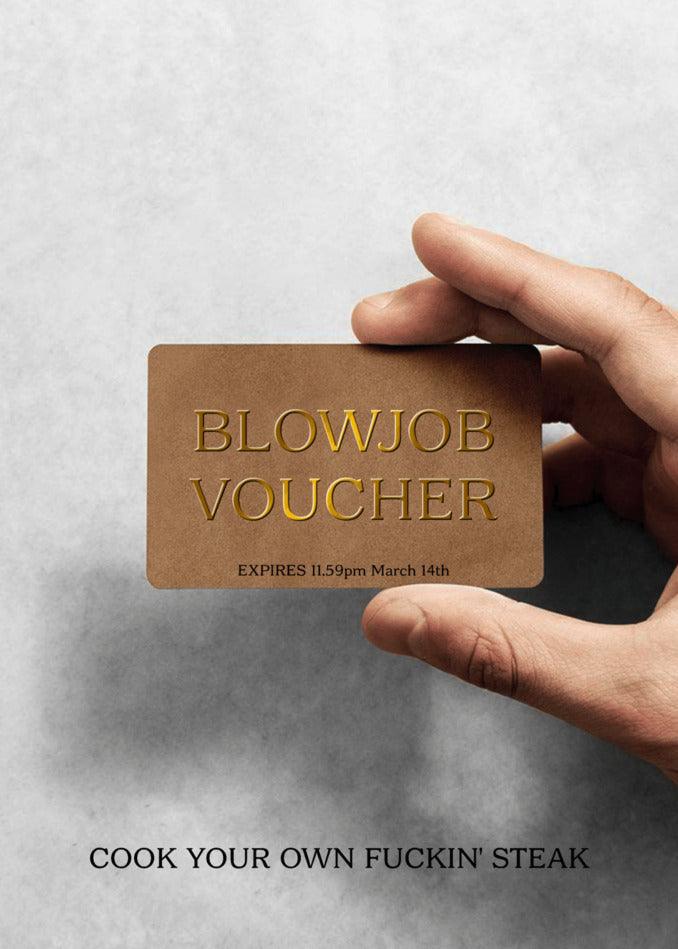 Twisted Gifts presents the Voucher Rude Steak And Blowjob Card - cook your own fucking steak.