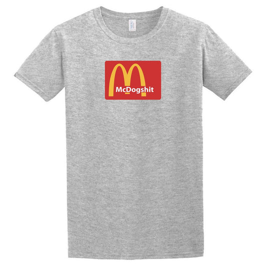 A gray Mc Dog Shit T-shirt featuring the iconic Twisted Gifts logo.