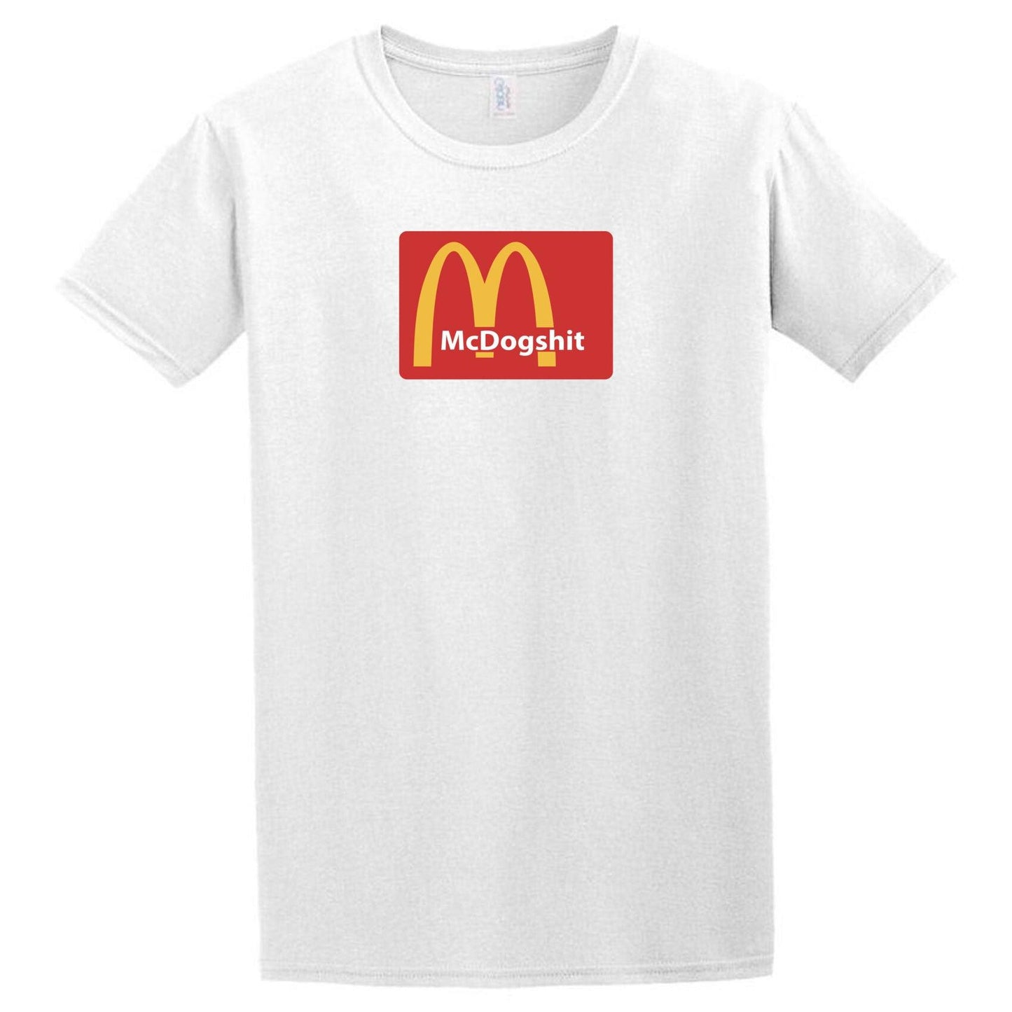 A white Mc Dog Shit T-Shirt featuring the iconic Twisted Gifts logo.