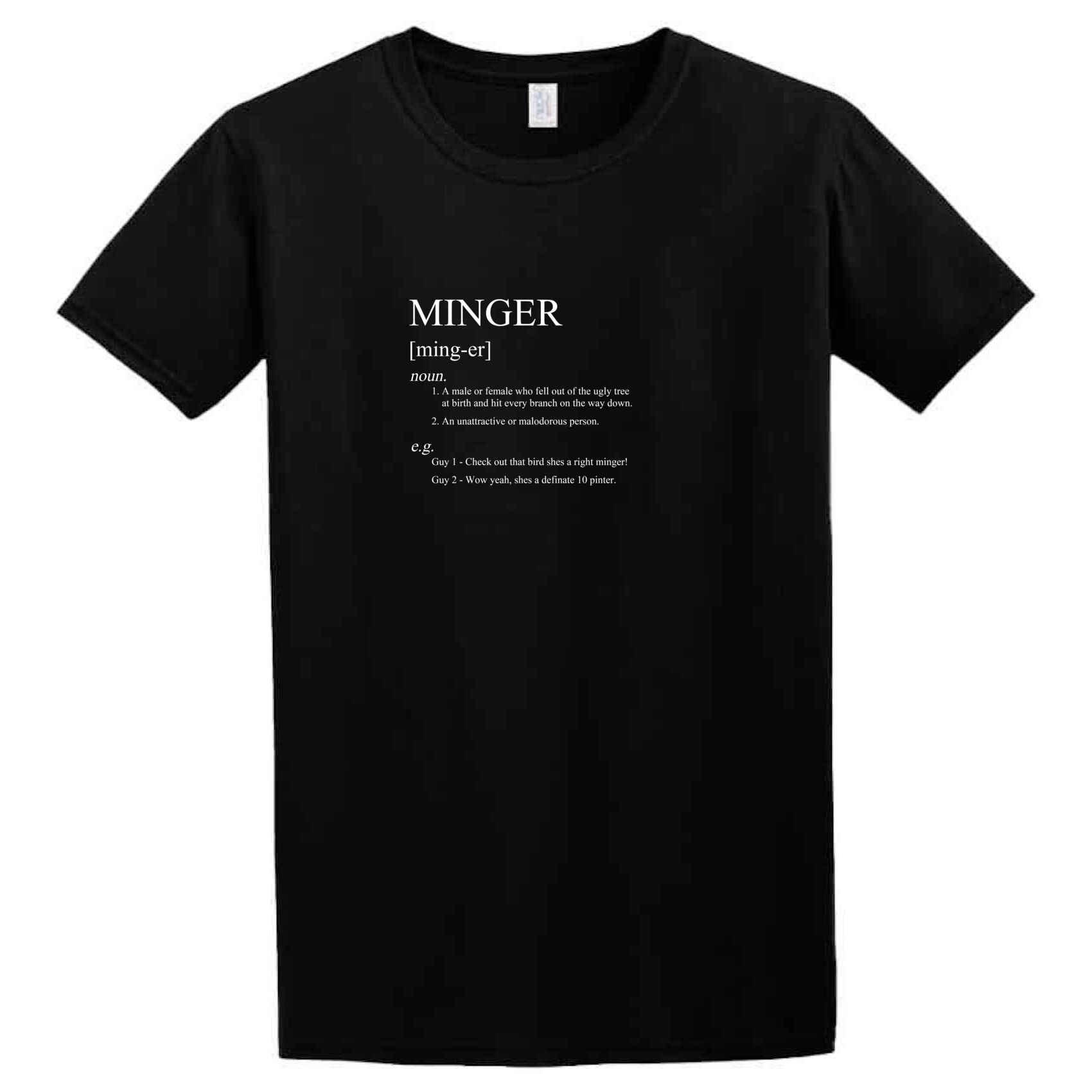A black Minger T-Shirt that says Twisted Gifts.