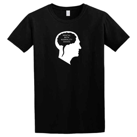 A Normality T-Shirt by Twisted Gifts with a man's head in the shape of a brain.