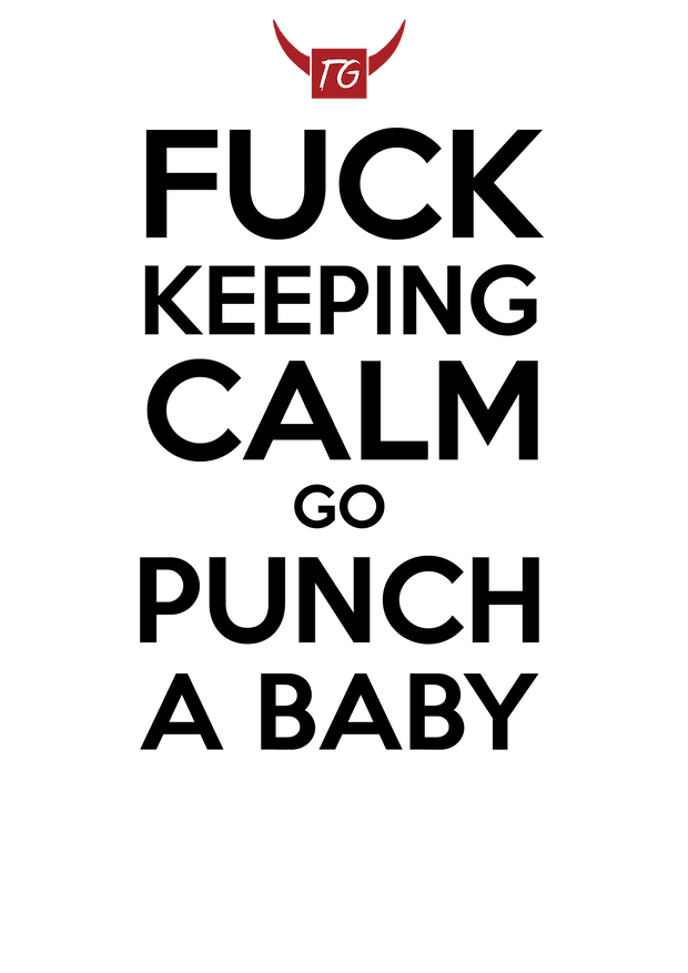 A black and red logo with the words "Punch A Baby T-Shirt" by Twisted Gifts on it.
