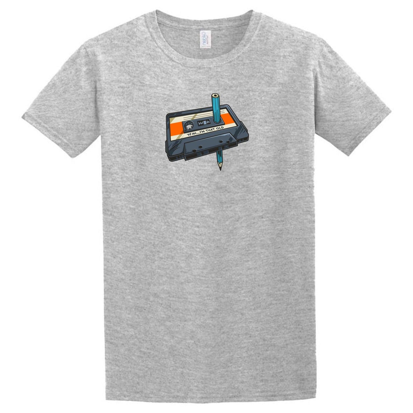 A grey That Old T-Shirt with a cassette tape on it by Twisted Gifts.