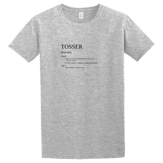 A gray Tosser T-Shirt that says tosser from Twisted Gifts.